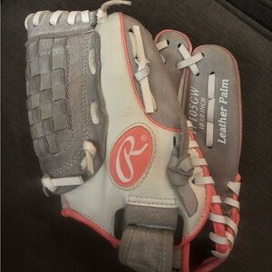 Rawlings Gray & Pink Leather Softball/Baseball Glove
